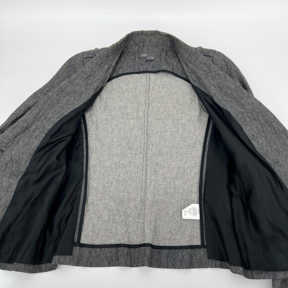 Vince Linen Blend Jacket Womens Size 6 Gray One Button Notch Lapel Collar Blazer - Picture 3 of 11